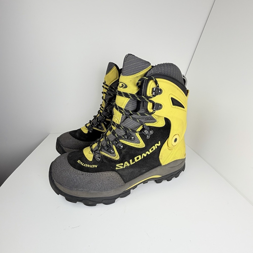 Salomon Men's 9 Hiking Mountaineering Boots Black Yellow Contagrip 27.5cm